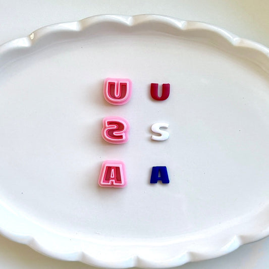 USA Letter Clay Cutters | PLA+ Polymer Jewelry Crafts, Patriotic Independence Day