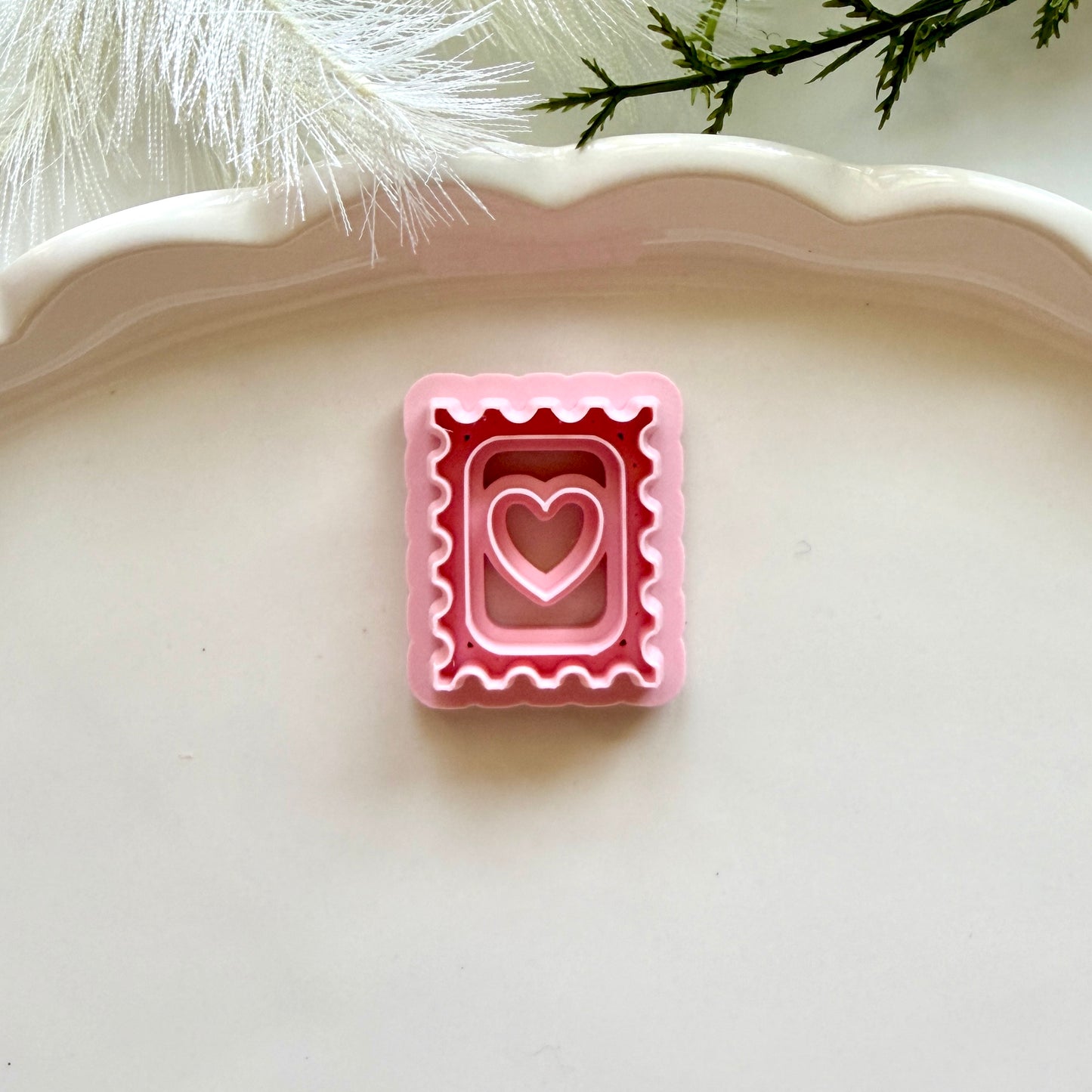 Stamp with Heart Coquette Embossed Everyday Clay Cutter 30mm | Precision 0.2mm Blade, PLA+ Earring Jewelry Crafts
