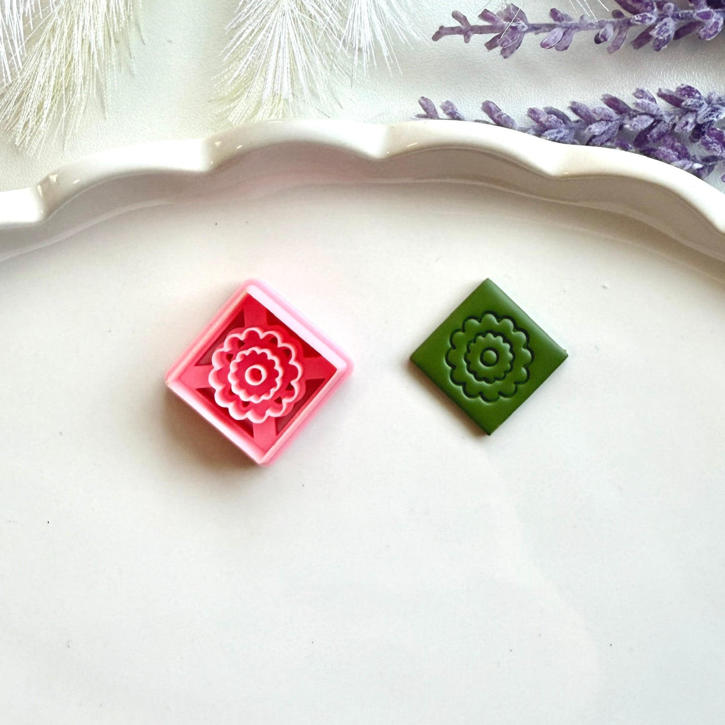 Square Tile Patterned Everyday Clay Cutter 25mm | Precision 0.2mm Blade, PLA+ Earring Jewelry Crafts