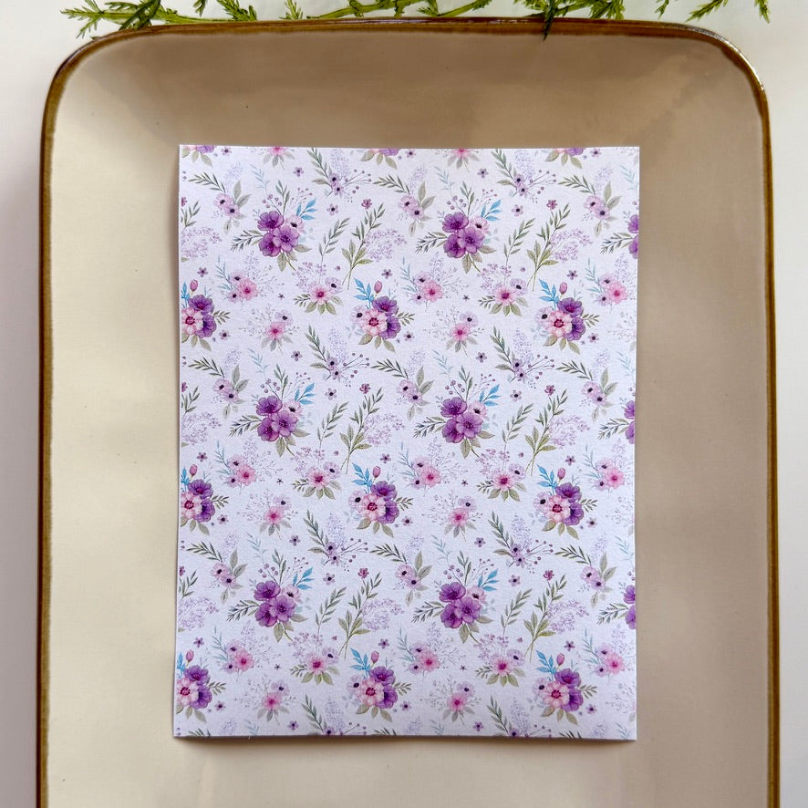 Polymer Clay Transfer Sheet – Water-Soluble, Jewelry Making, Earring Design, Seamless Pattern, Clay Tools - Purple Florals 5