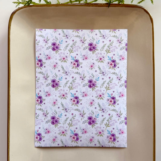 Polymer Clay Transfer Sheet – Water-Soluble, Jewelry Making, Earring Design, Seamless Pattern, Clay Tools - Purple Florals 5