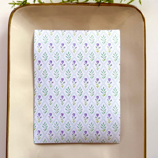 Polymer Clay Transfer Sheet – Water-Soluble, Jewelry Making, Earring Design, Seamless Pattern, Clay Tools - Purple Florals 2