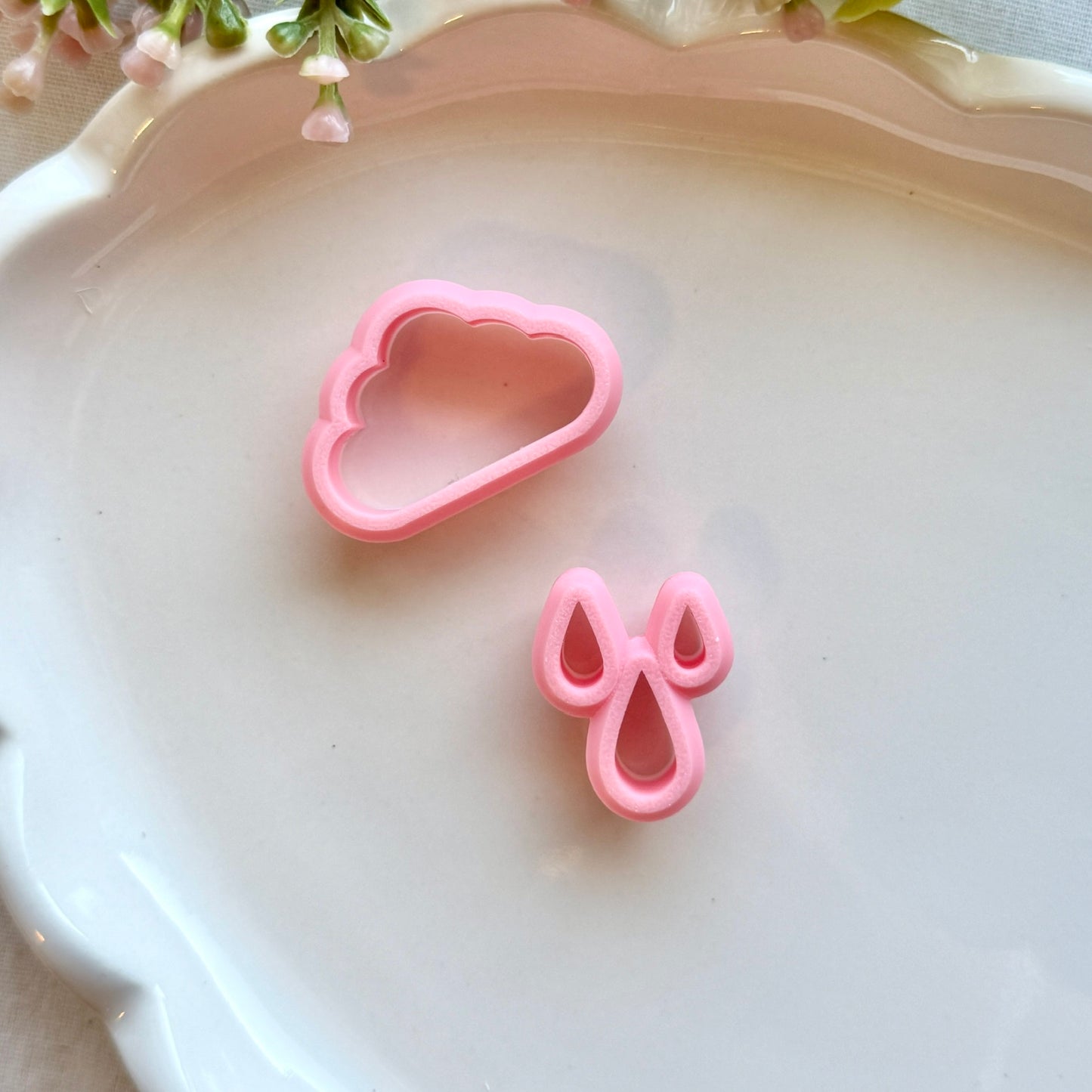 Cloud & Raindrop Clay Cutters | 0.2mm Precision Blade, PLA+ Cutter