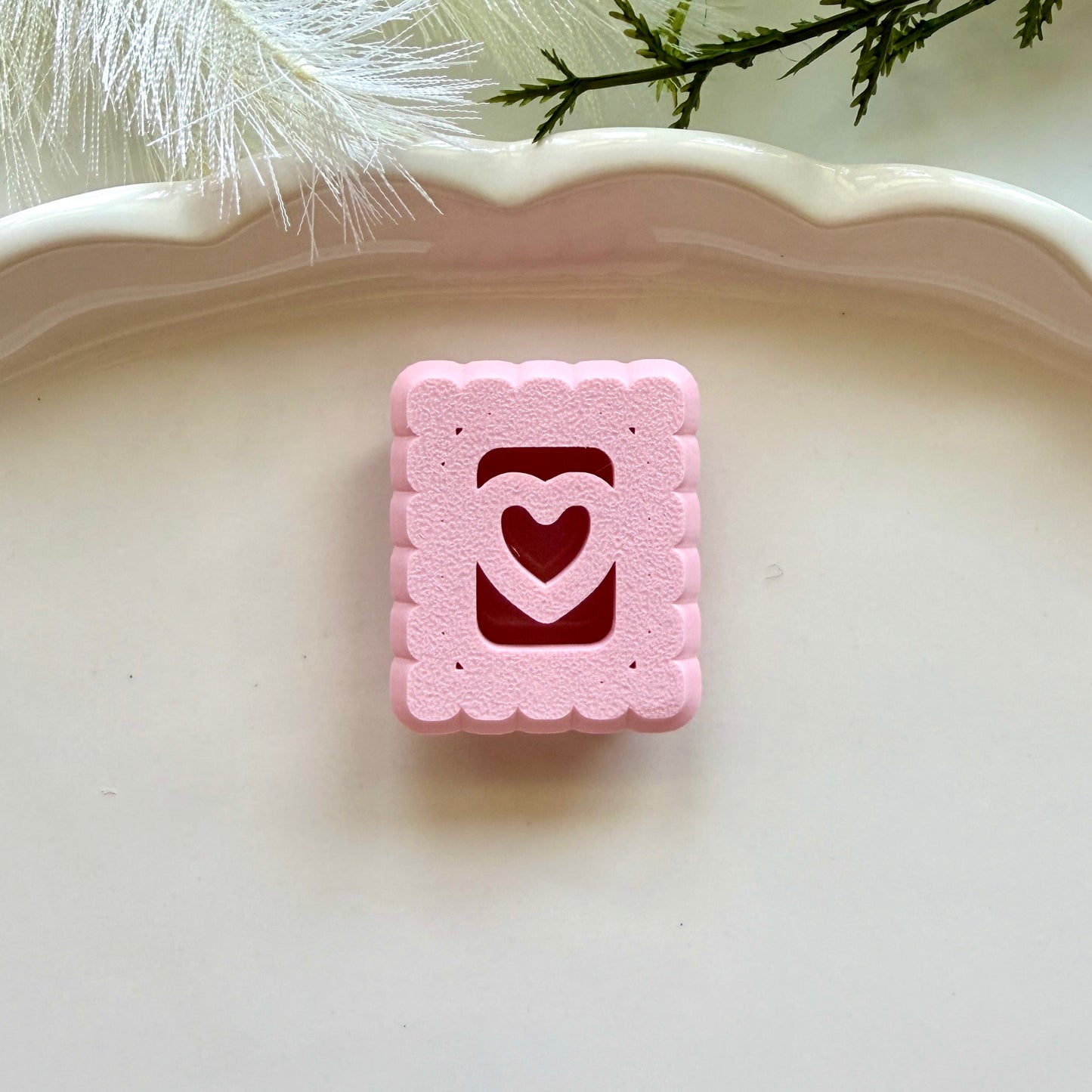 Stamp with Heart Coquette Embossed Everyday Clay Cutter 30mm | Precision 0.2mm Blade, PLA+ Earring Jewelry Crafts