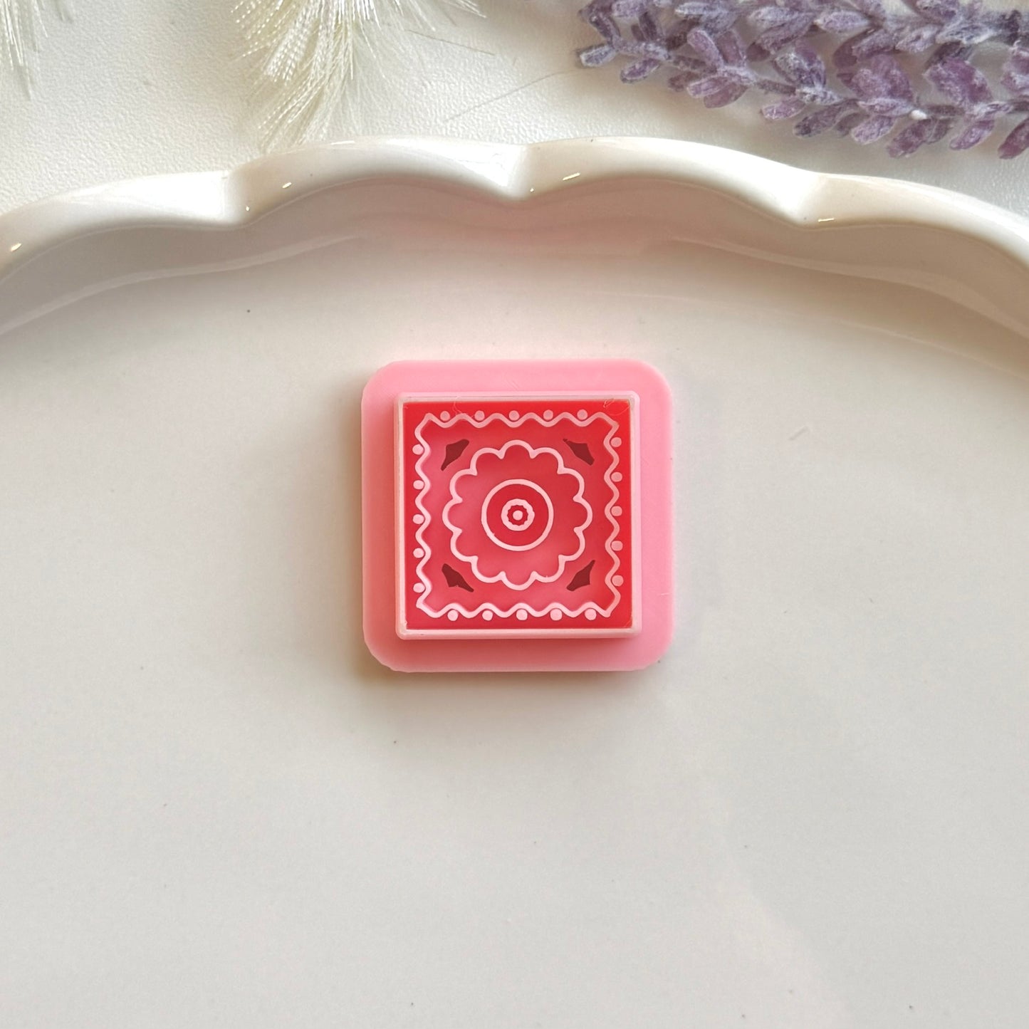 Square Tile Embossed Everyday Clay Cutter 25mm | Precision 0.2mm Blade, PLA+ Earring Jewelry Crafts