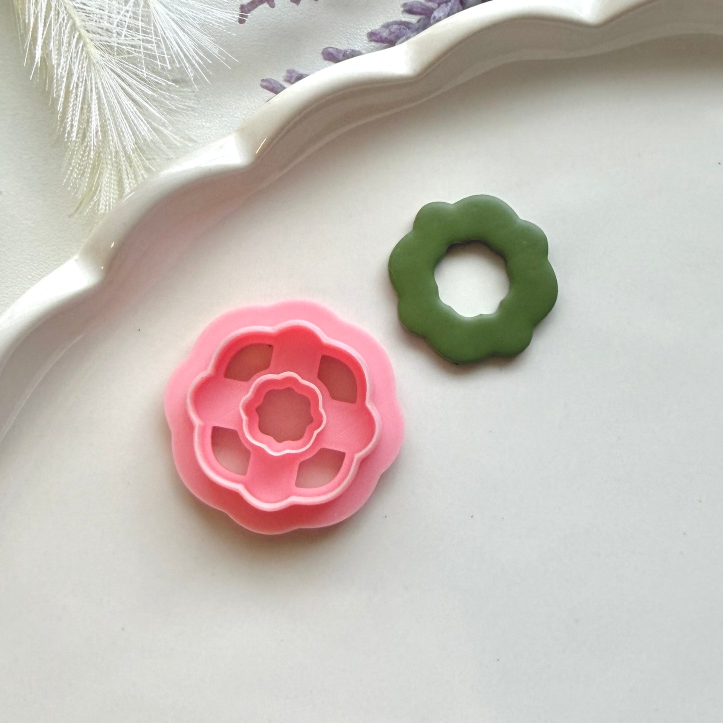 Scalloped Round Everyday Clay Cutter 30mm | Precision 0.2mm Blade, PLA+ Earring Jewelry Crafts