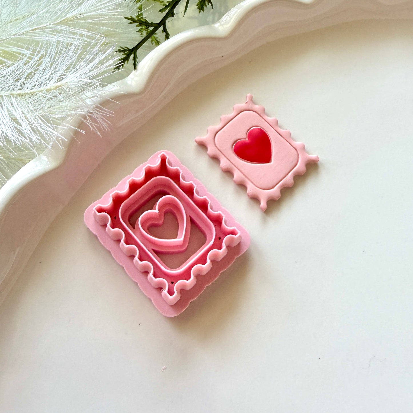 Stamp with Heart Coquette Embossed Everyday Clay Cutter 30mm | Precision 0.2mm Blade, PLA+ Earring Jewelry Crafts