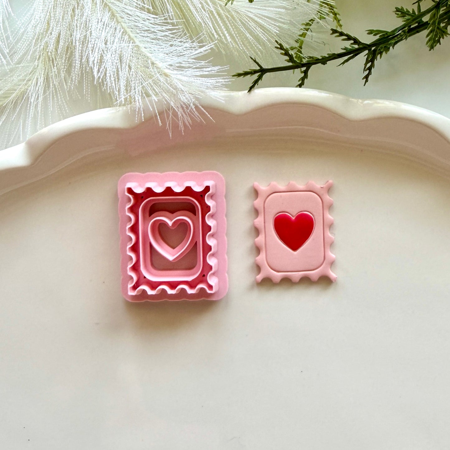 Stamp with Heart Coquette Embossed Everyday Clay Cutter 30mm | Precision 0.2mm Blade, PLA+ Earring Jewelry Crafts