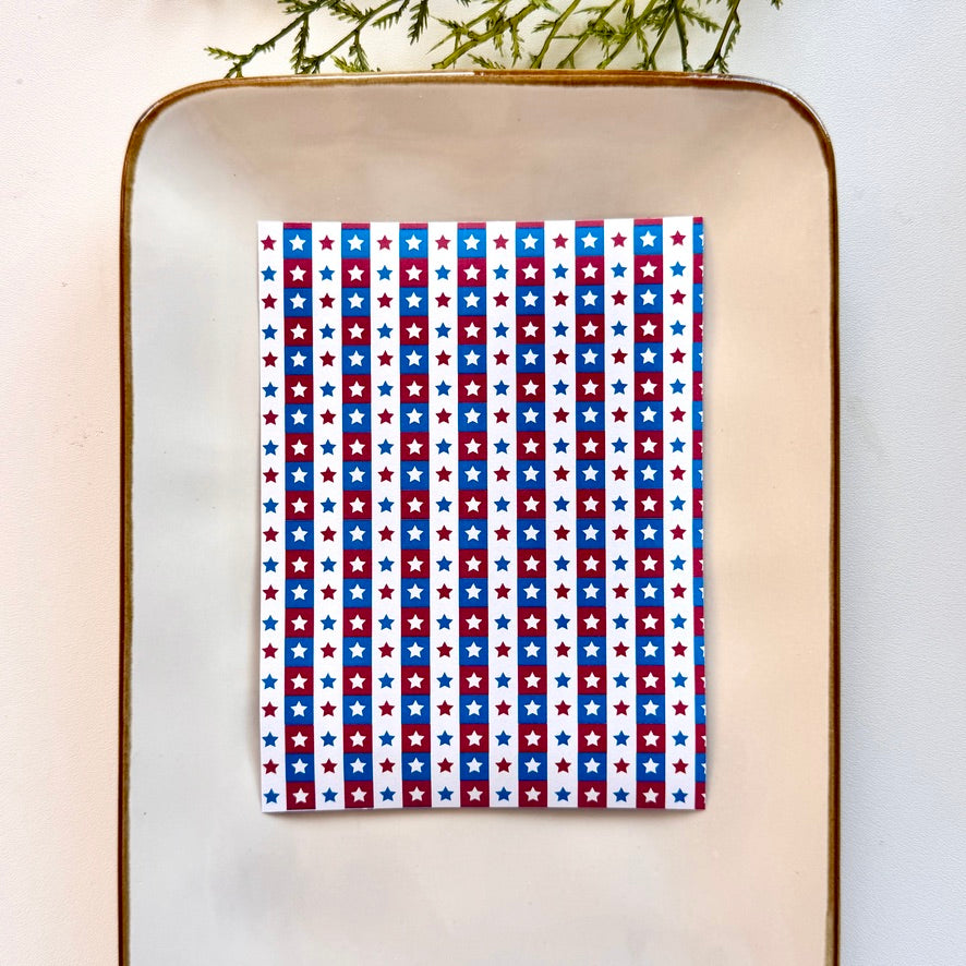 Polymer Clay Transfer Sheet – Water-Soluble, Jewelry Making, Earring Design, Clay Tools - 4th of July Patriotic Independence Day USA 1
